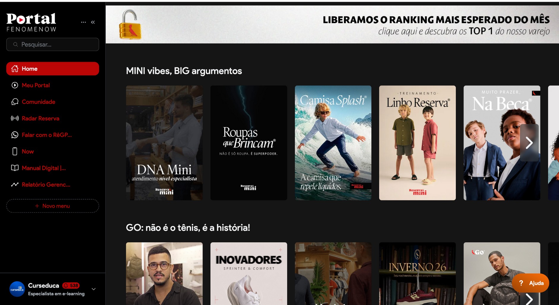 Vitrine Netflix da plataforma TACO modulada pelos 3 andares